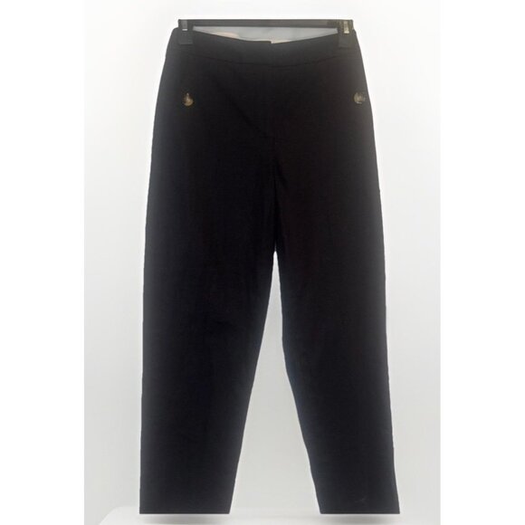 J Crew Womens Black Linen Blend Ankle Straight Leg Pants Sz 00 NEW - Picture 1 of 11